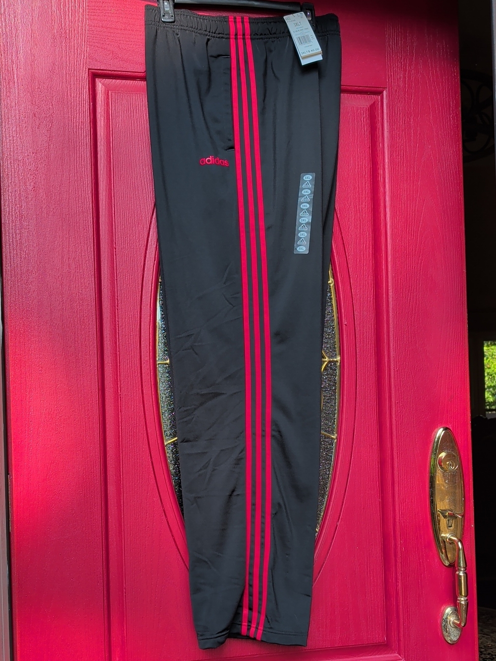 NWT - Adidas Tri-ColorMen’s Black Track Pants w/Red Triple Stripes